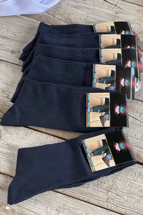 6 PAIR MEN CREW SOCKS BLUE/BLU - KLAUDIO FASHION