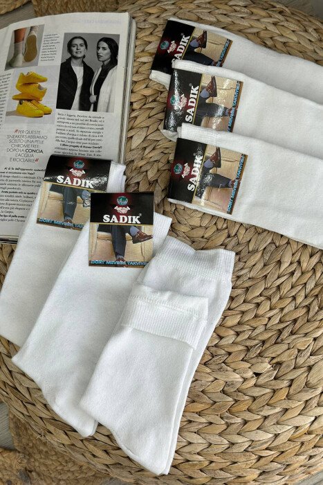 6 PAIR MEN CREW SOCKS WHITE-E BARDHE - KLAUDIO FASHION