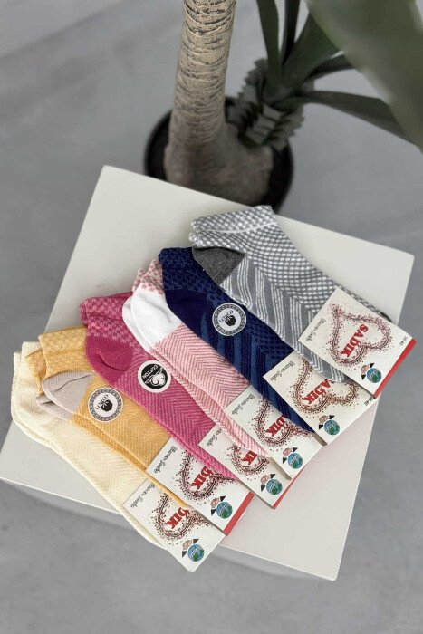 6 PAIR MULTI PATTERN WOMEN ANKLE SOCKS MULTIPLE/SHNGJ - 1
