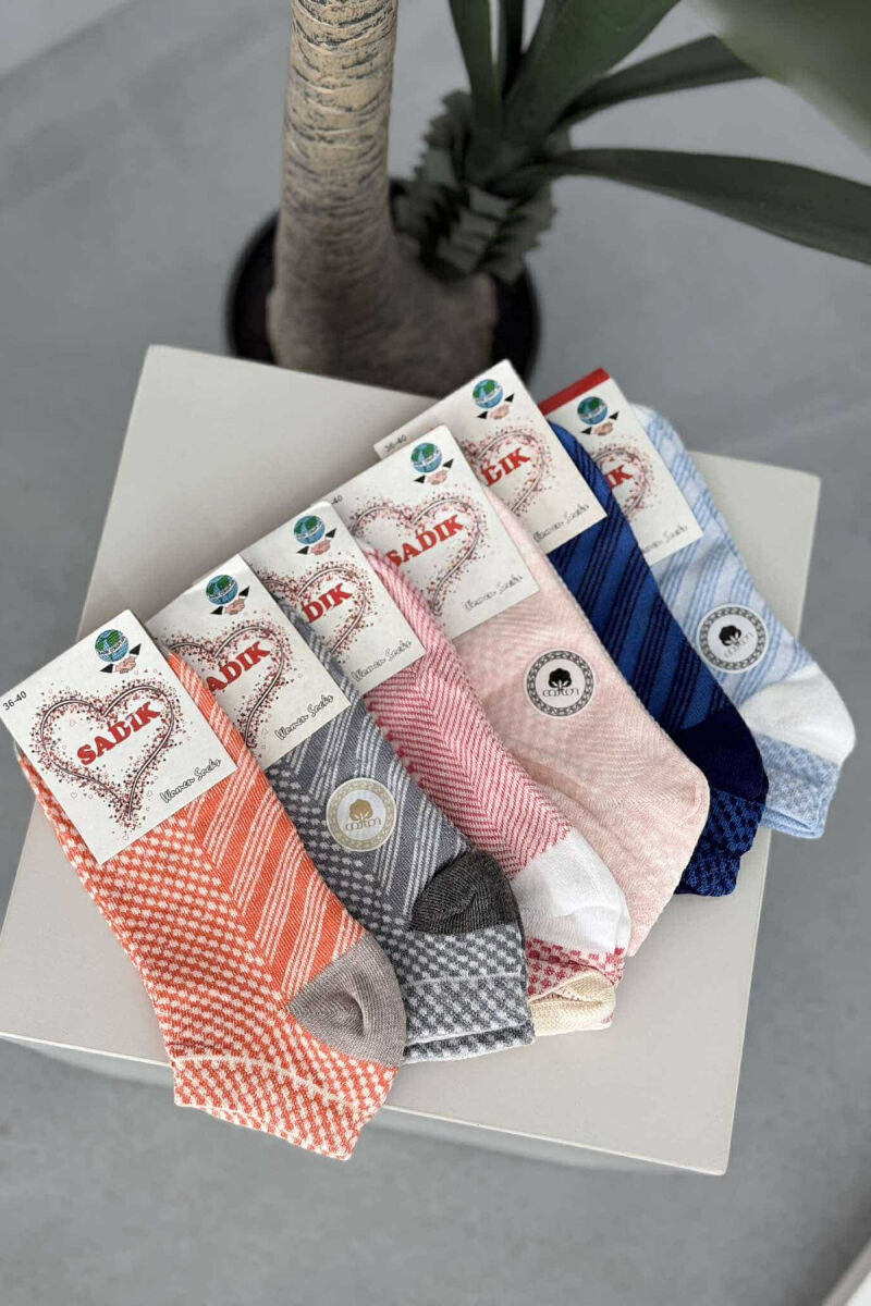6 PAIR MULTI PATTERN WOMEN ANKLE SOCKS MULTIPLE/SHNGJ - 1