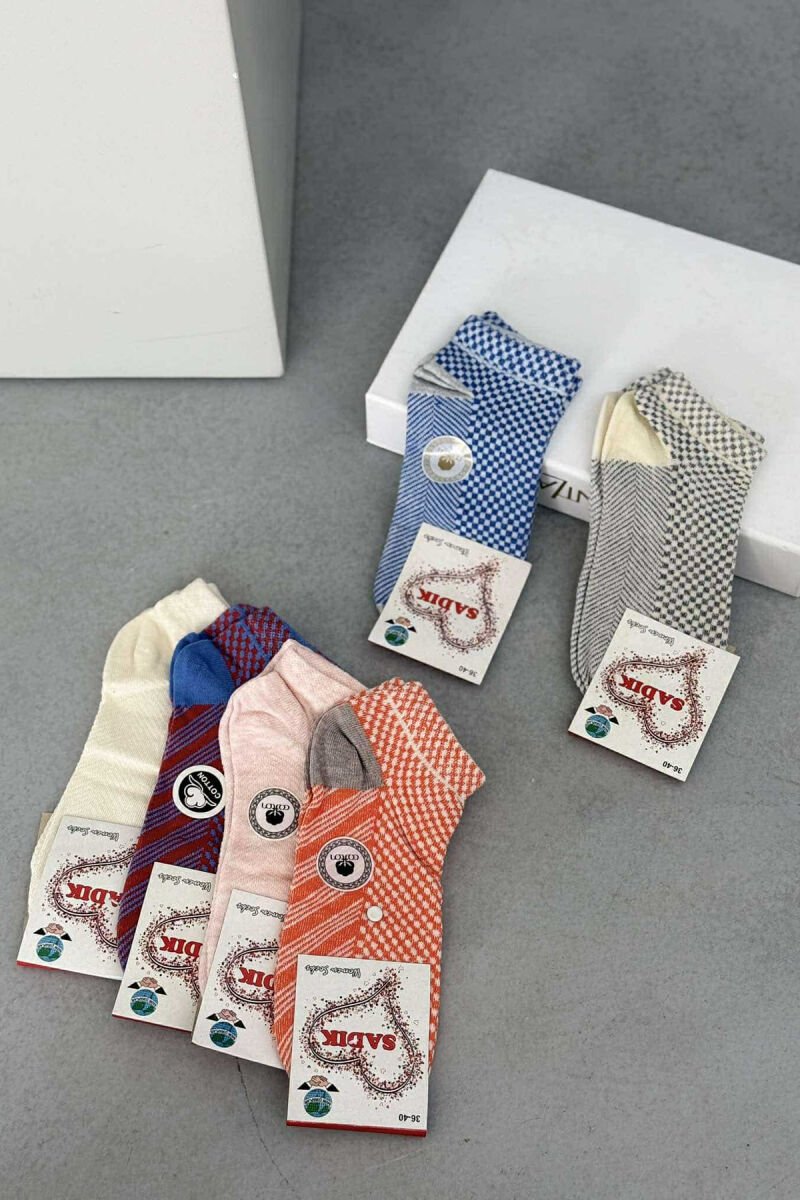 6 PAIR MULTI PATTERN WOMEN ANKLE SOCKS MULTIPLE/SHNGJ - 1