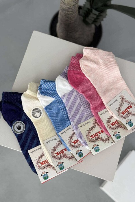 6 PAIR MULTI PATTERN WOMEN ANKLE SOCKS MULTIPLE/SHNGJ - 1