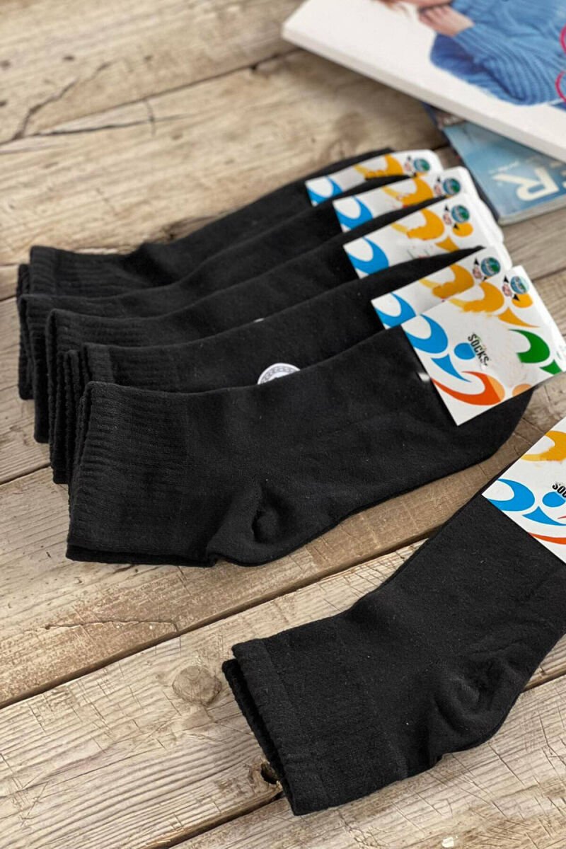 6 PAIR ONE COLOR MEN ANKLE SOCKS BLACK/ E ZEZE - 1