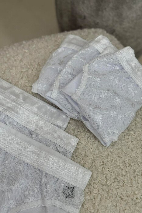 6 PAIR ONE COLOR TULLE WOMEN BRIEFS WHITE-E BARDHE - 2