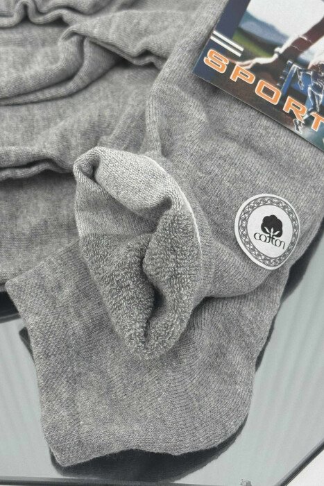 6 PAIR ONE COLOR WARM MEN ANKLE SOCKS GREY/GRI - 1