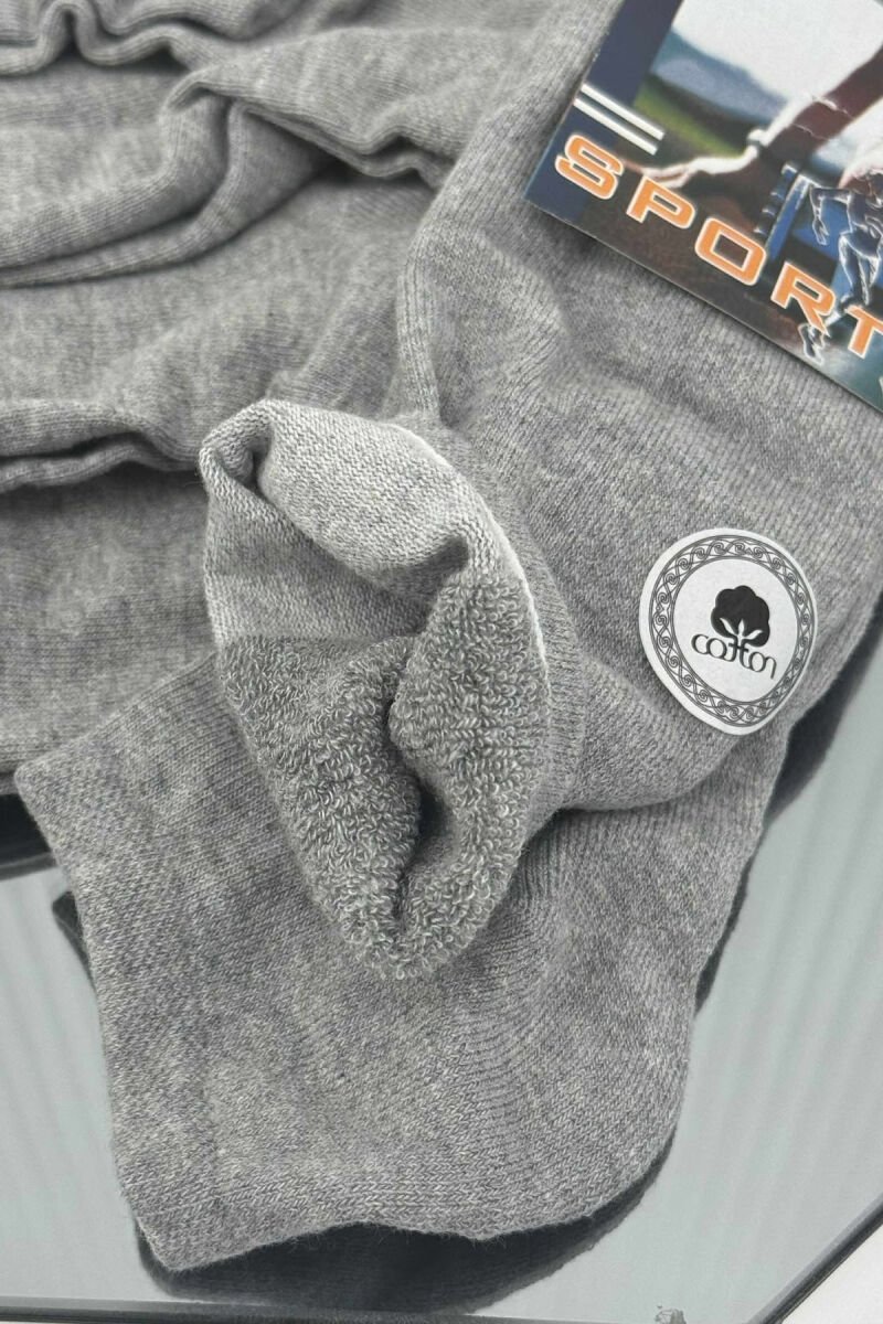 6 PAIR ONE COLOR WARM MEN ANKLE SOCKS GREY/GRI - 1