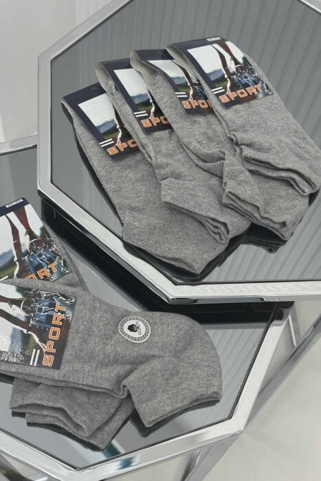 6 PAIR ONE COLOR WARM MEN ANKLE SOCKS GREY/GRI - 2