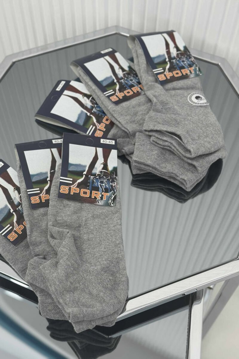 6 PAIR ONE COLOR WARM MEN ANKLE SOCKS GREY/GRI - 3