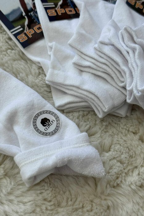 6 PAIR ONE COLOR WARM MEN ANKLE SOCKS WHITE-E BARDHE 