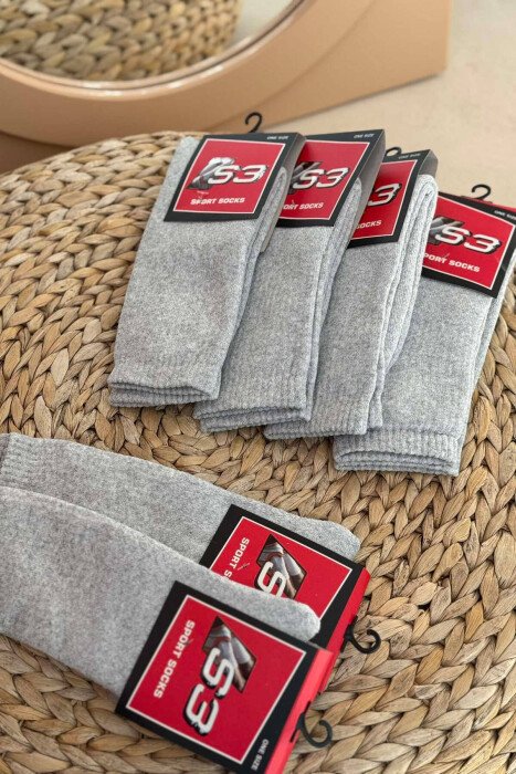 6 PAIR SIMPLE MEN SOCKS LIGHT GREY/GZ - 2