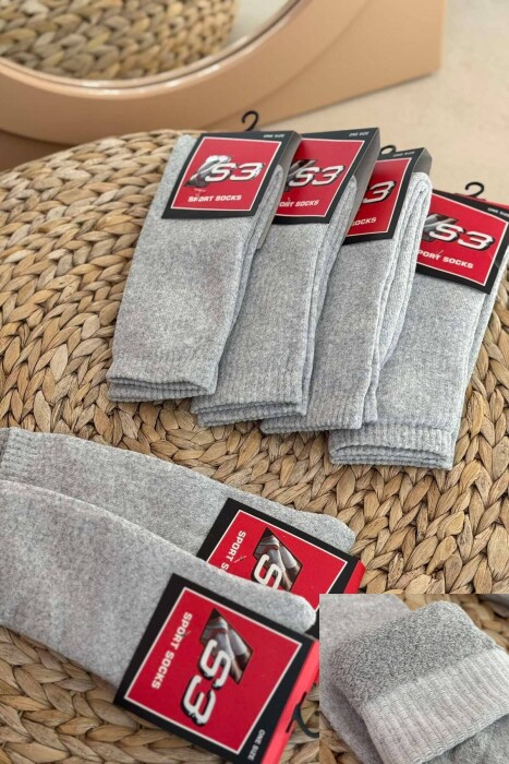 6 PAIR SIMPLE MEN SOCKS LIGHT GREY/GZ - KLAUDIO FASHION