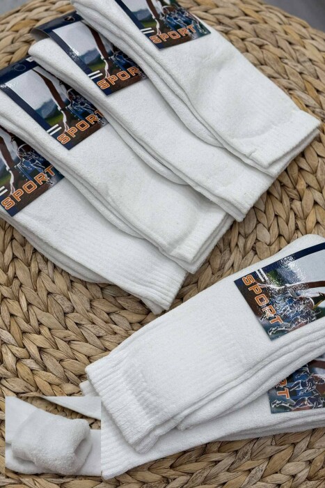 6 PAIR SIMPLE MEN SOCKS WHITE-E BARDHE - KLAUDIO FASHION