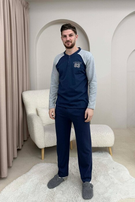63 COLLEGE LOGO SWEATSHIRT+SWEATPANTS MEN PYJAMAS BLUE/BLU - 2