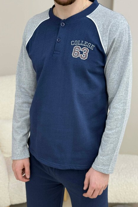 63 COLLEGE LOGO SWEATSHIRT+SWEATPANTS MEN PYJAMAS BLUE/BLU - 4