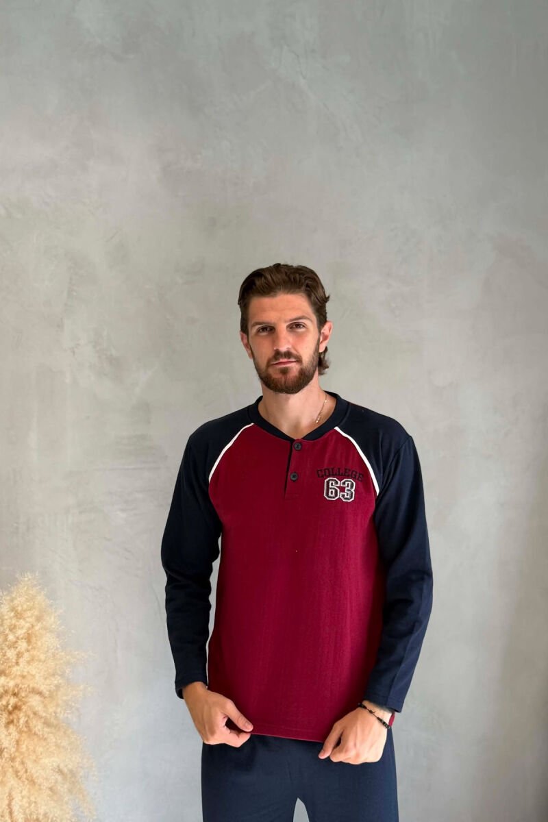 63 COLLEGE LOGO SWEATSHIRT+SWEATPANTS MEN PYJAMAS BURGUNDY/VISHNJE - 3