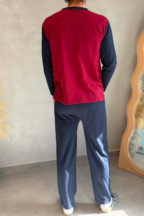 63 COLLEGE LOGO SWEATSHIRT+SWEATPANTS MEN PYJAMAS BURGUNDY/VISHNJE - 5