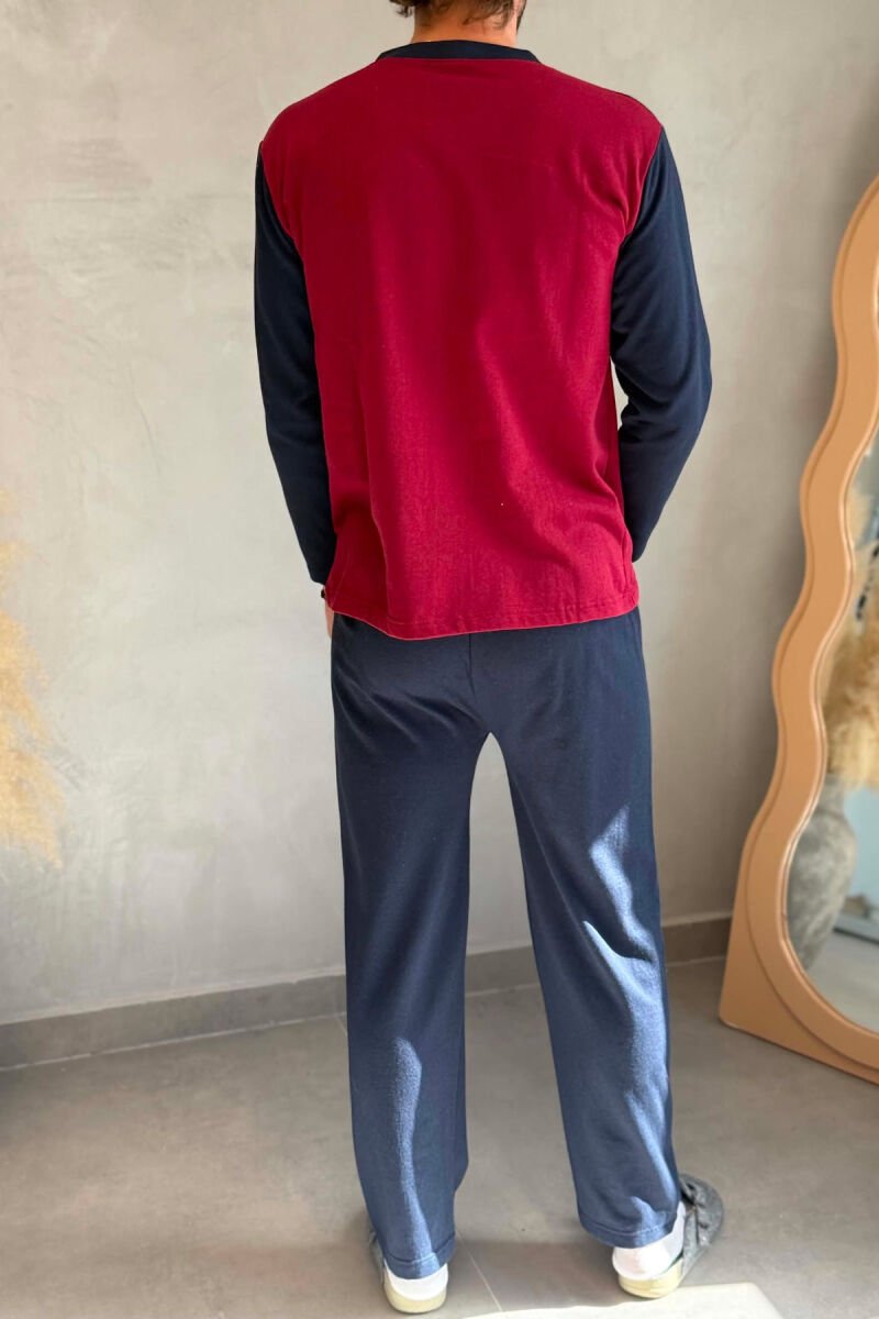 63 COLLEGE LOGO SWEATSHIRT+SWEATPANTS MEN PYJAMAS BURGUNDY/VISHNJE - 5
