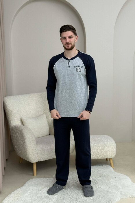 63 COLLEGE LOGO SWEATSHIRT+SWEATPANTS MEN PYJAMAS GREY/GRI - 1