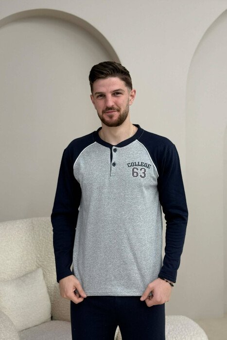 63 COLLEGE LOGO SWEATSHIRT+SWEATPANTS MEN PYJAMAS GREY/GRI - 2