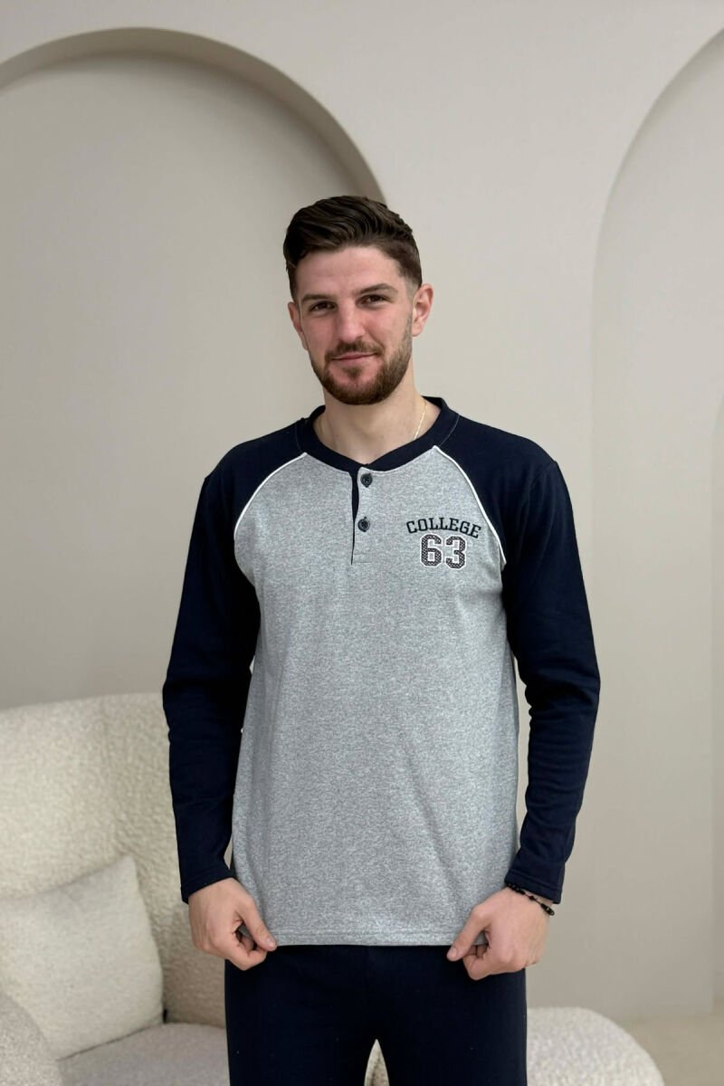 63 COLLEGE LOGO SWEATSHIRT+SWEATPANTS MEN PYJAMAS GREY/GRI - 2