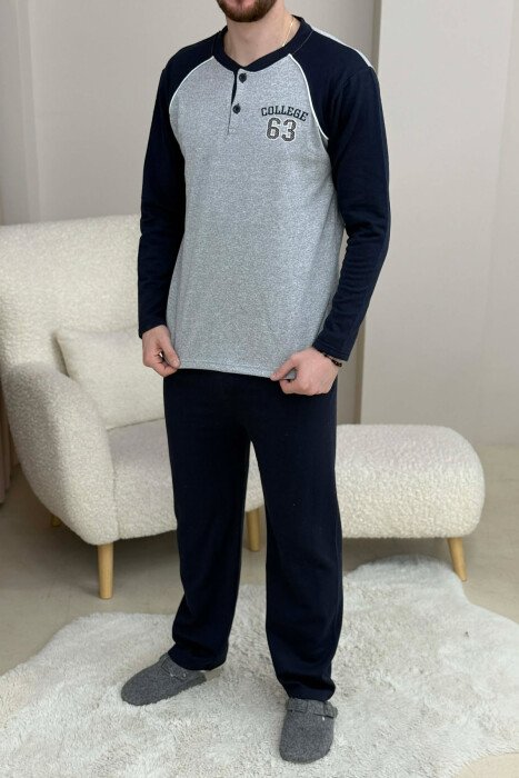 63 COLLEGE LOGO SWEATSHIRT+SWEATPANTS MEN PYJAMAS GREY/GRI - 3