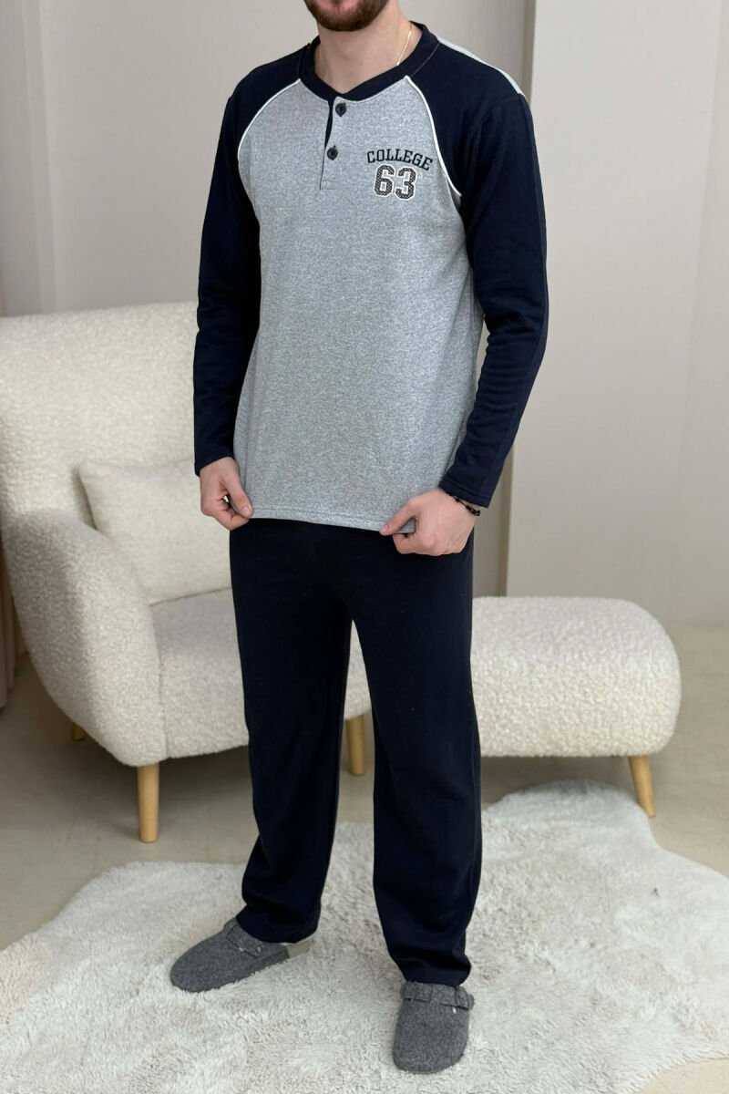 63 COLLEGE LOGO SWEATSHIRT+SWEATPANTS MEN PYJAMAS GREY/GRI - 3