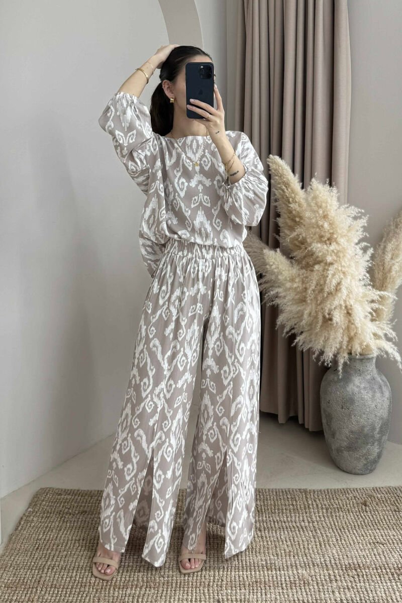 ABSRTACT PATTERN DESIGN WOMEN SET BEIGE/BEZHE - 1