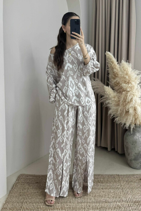ABSRTACT PATTERN DESIGN WOMEN SET BEIGE/BEZHE - 3