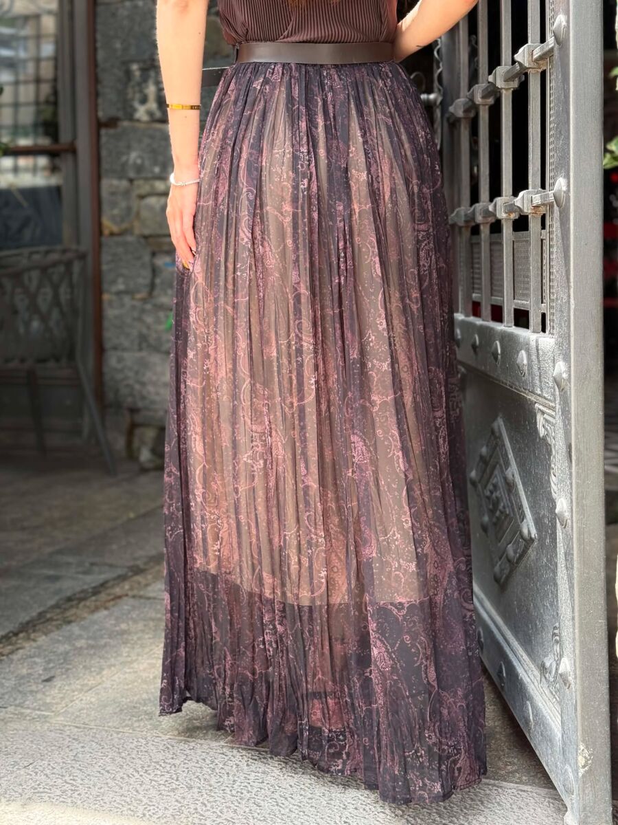 ABSTRACT DESIGN BELT DETAIL WOMAN SKIRT BLACK-BROWN/ZEKA - 4