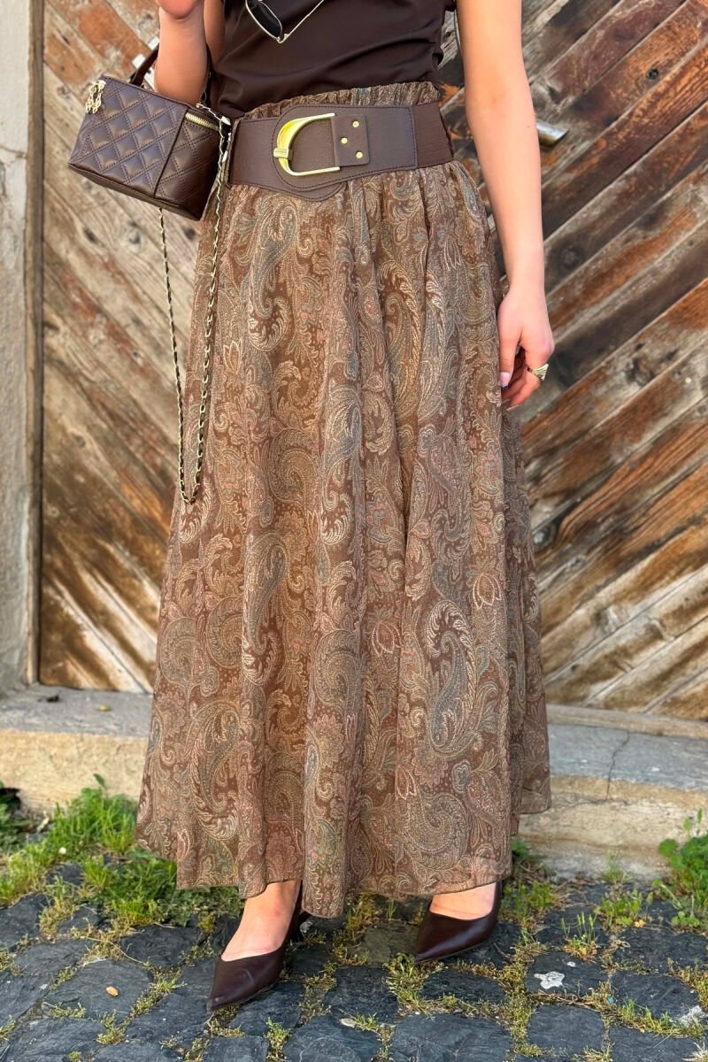 ABSTRACT DESIGN BELT DETAIL WOMAN SKIRT GREEN/JESHILE - 3