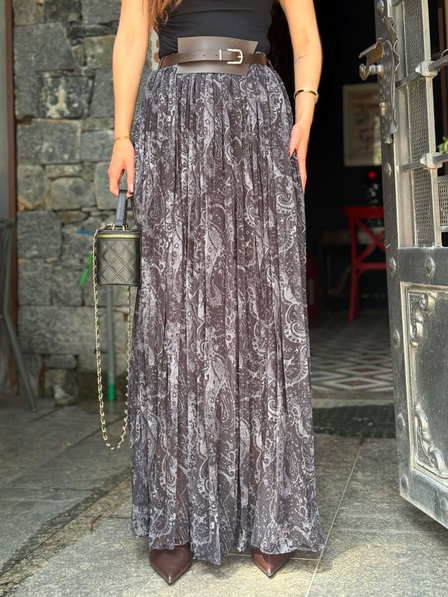 ABSTRACT DESIGN BELT DETAIL WOMAN SKIRT GREY/GRI - 6