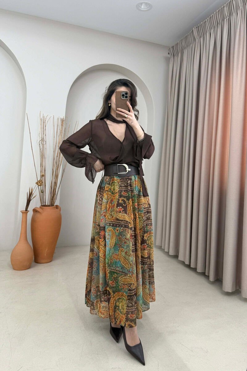 ABSTRACT DESIGN BELT DETAIL WOMAN SKIRT MULTIPLE/SHNGJ - 3