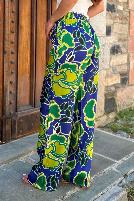 ABSTRACT DESIGN ELASTIC LACING WAIST WOMEN TROUSERS MULTIPLE/SHNGJ - 3