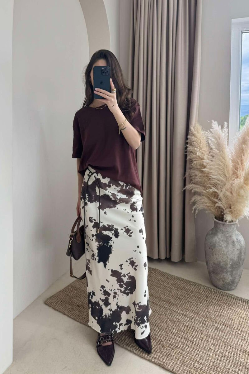 ABSTRACT DESIGN LACING LONG WOMEN SKIRT CREAM/KREM - 2