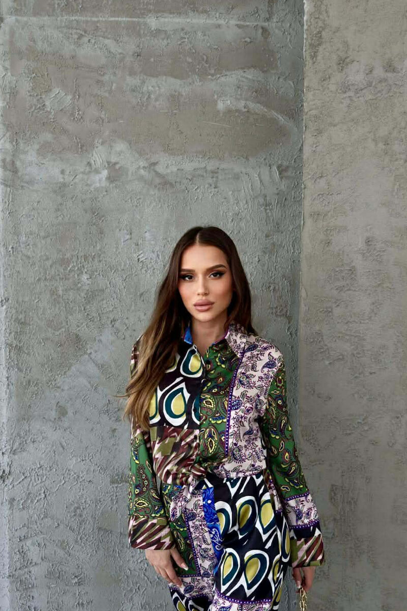 ABSTRACT DESIGN LONG SLEEVE WOMEN SHIRT MULTIPLE/SHNGJ - 1