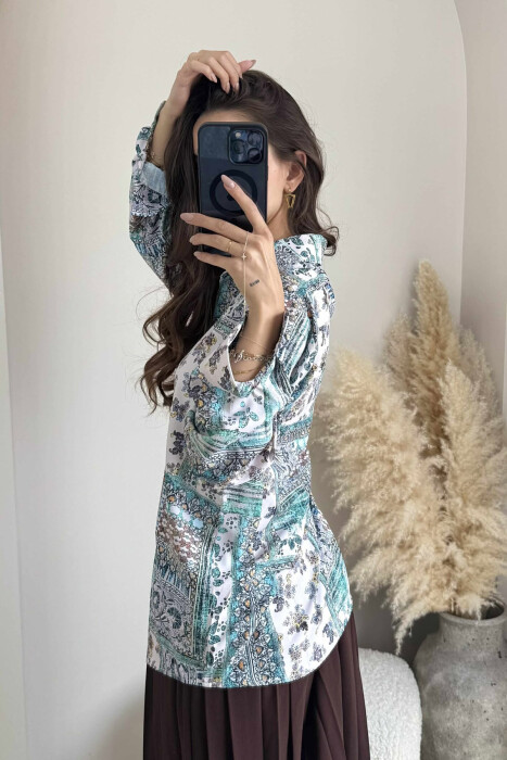 ABSTRACT DESIGN LONG SLEEVE WOMEN SHIRT MULTIPLE/SHNGJ - 8