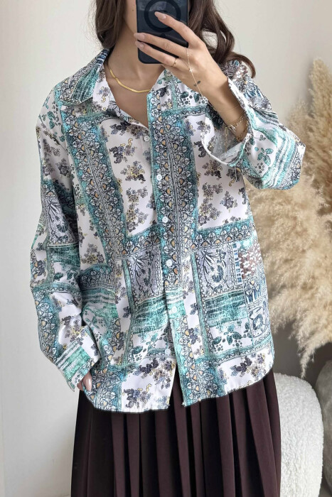 ABSTRACT DESIGN LONG SLEEVE WOMEN SHIRT MULTIPLE/SHNGJ - 9