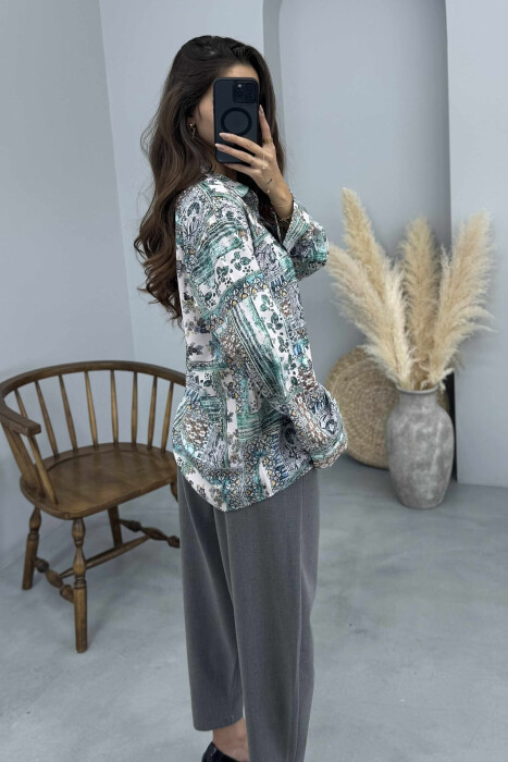 ABSTRACT DESIGN LONG SLEEVE WOMEN SHIRT MULTIPLE/SHNGJ - 6