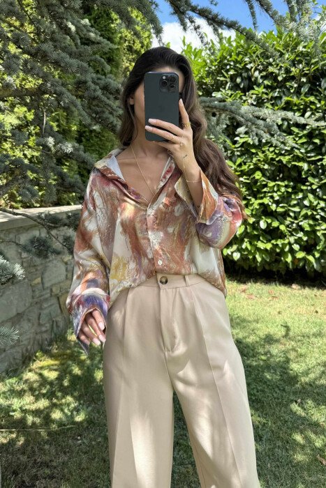 ABSTRACT DESIGN LONG SLEEVES WOMEN SHIRT MULTIPLE/SHNGJ - 6