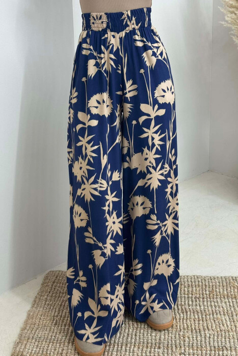 ABSTRACT DESIGN WIDE LEG WOMEN TROUSERS BLUE/BLU - 2
