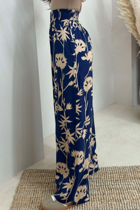 ABSTRACT DESIGN WIDE LEG WOMEN TROUSERS BLUE/BLU - 3