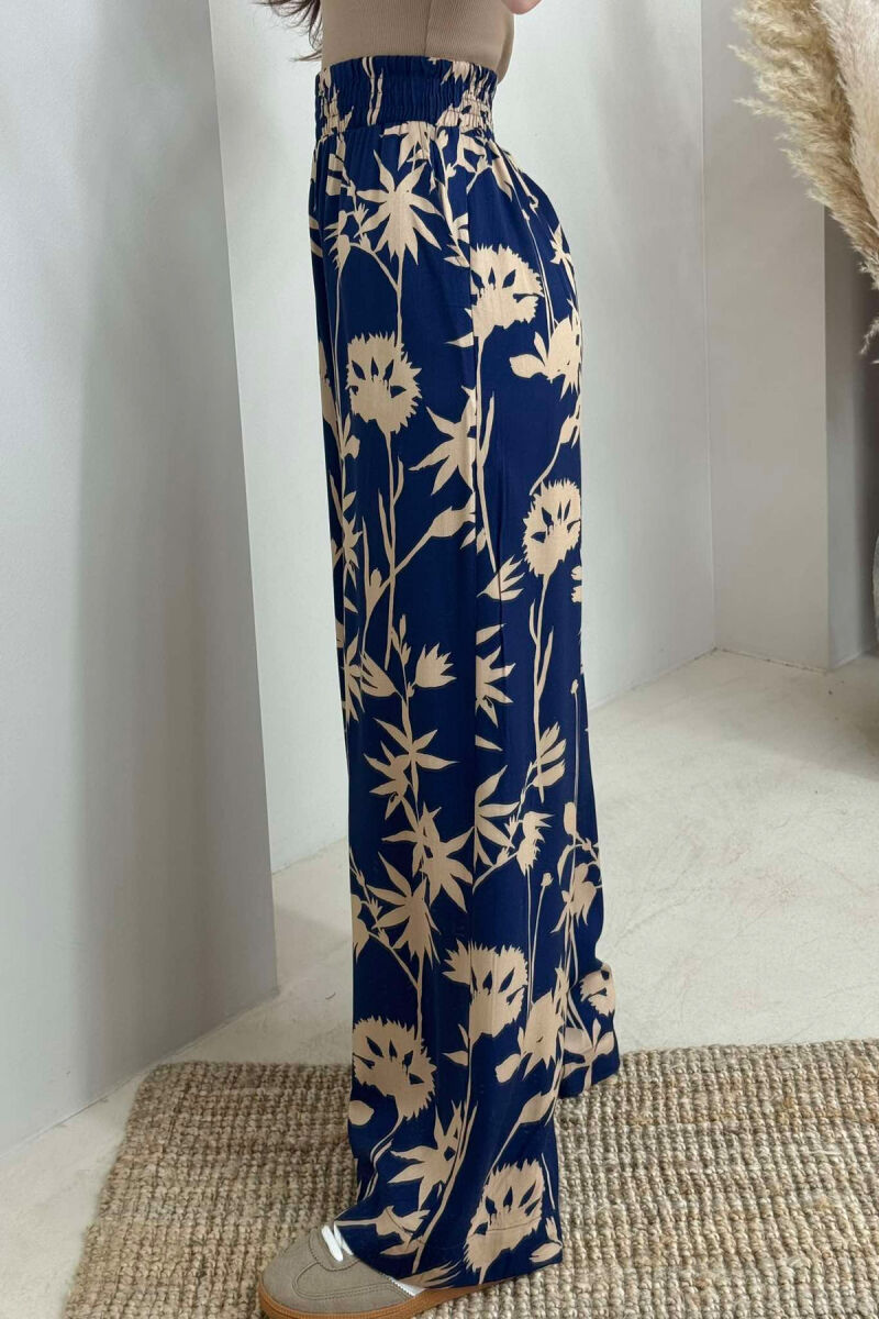 ABSTRACT DESIGN WIDE LEG WOMEN TROUSERS BLUE/BLU - 3