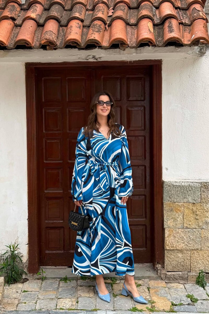 ABSTRACT DESIGN WOMAN DRESS BLUE/BLU - 1