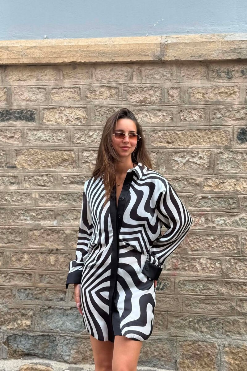 ABSTRACT DESIGN WOMAN TWO PIECE SET BLACK-WHITE/ZB - 3