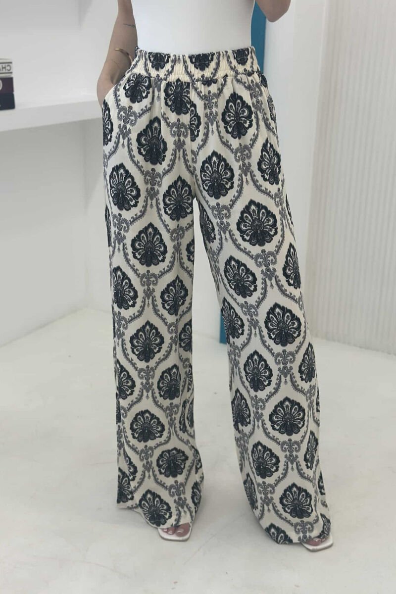 ABSTRACT PATTERNS WIDE LEG WOMEN TROUSERS BLACK/ E ZEZE - 4