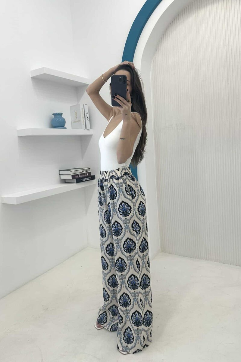 ABSTRACT PATTERNS WIDE LEG WOMEN TROUSERS BLUE/BLU - 2