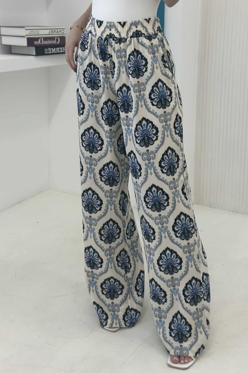 ABSTRACT PATTERNS WIDE LEG WOMEN TROUSERS BLUE/BLU - 3