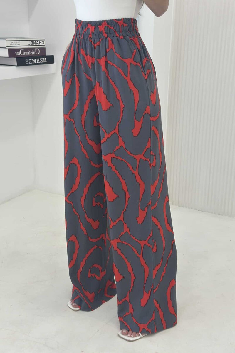 ABSTRACT PATTERNS WIDE LEG WOMEN TROUSERS DARK GREY/GEE - 2