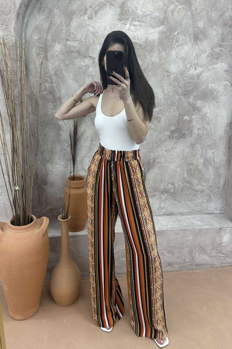 ABSTRACT PATTERNS WIDE LEG WOMEN TROUSERS ORANGE/PORTOKALLI - 1