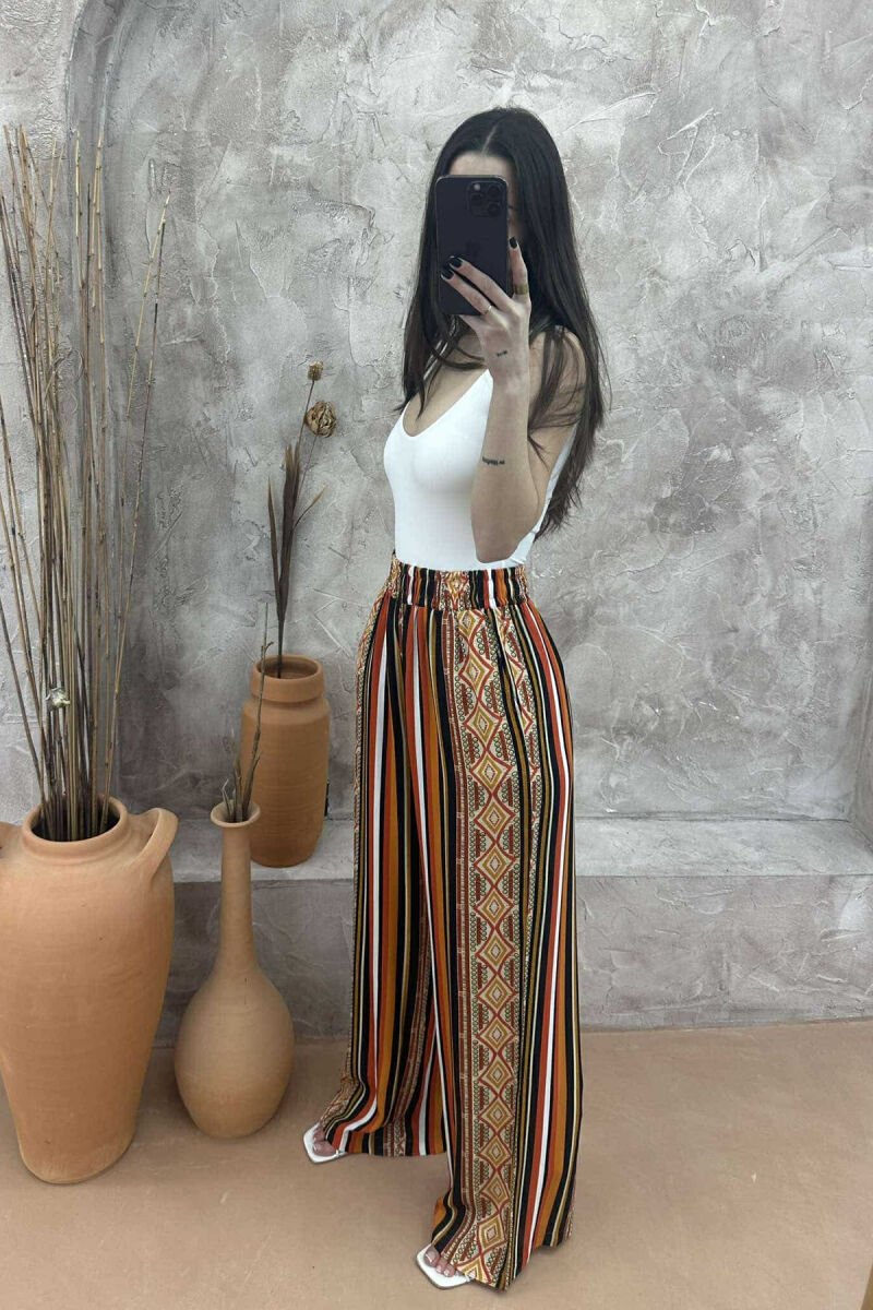 ABSTRACT PATTERNS WIDE LEG WOMEN TROUSERS ORANGE/PORTOKALLI - 2